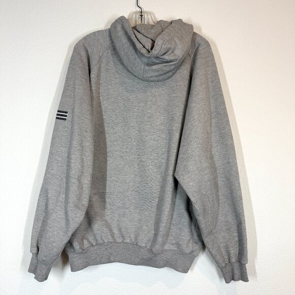 Vintage Adidas Logo Hoodie 90s Sweatshirt Pullover Gray USA Hooded Large - Picture 2 of 9